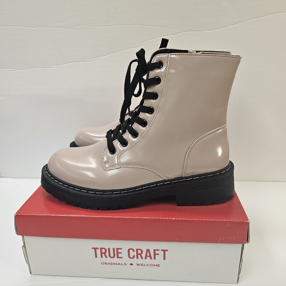 True Craft Korri Combat Boots Blush & Black Women's Size